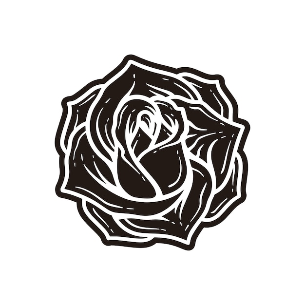 Vetor uma ilustração a preto e branco de uma rosa com um desenho em espiral.