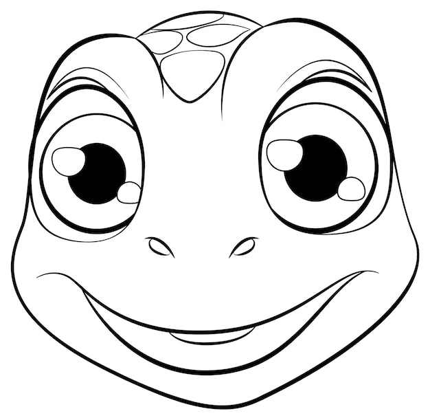 Uma ilustração de desenho animado de um rosto sorridente de tartaruga