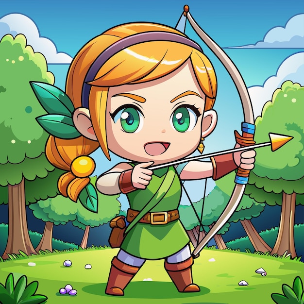 Vetor uma ilustração de desenho animado de uma menina com uma espada e a palavra guerreiro nela