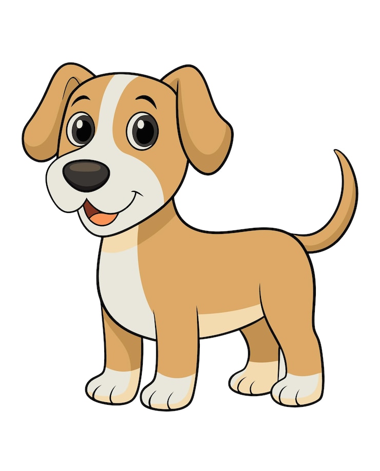 Vetor uma ilustração de desenho de personagem de desenho animado de um cachorrinho bonito