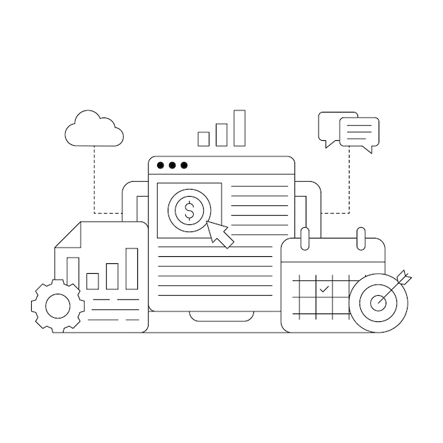 Uma ilustração de design exclusivo do gerenciamento de PPC