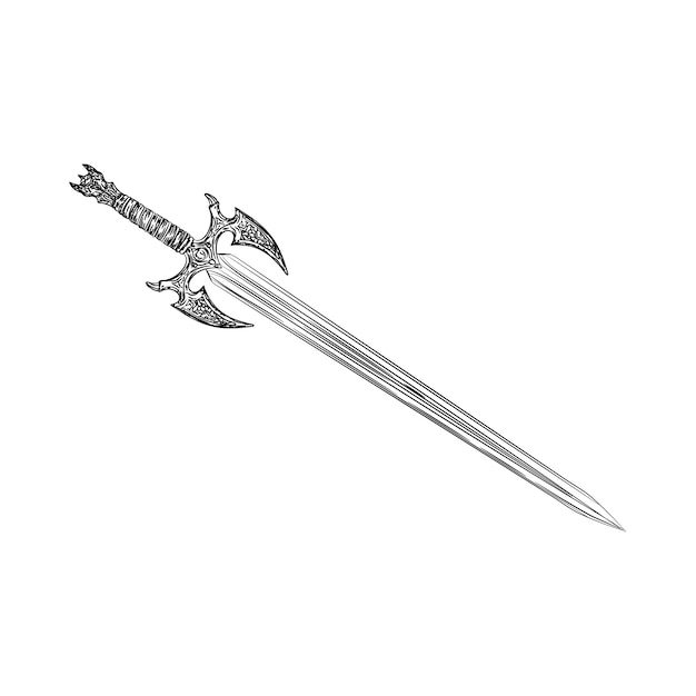 Vetor uma ilustração de espada no estilo antigo
