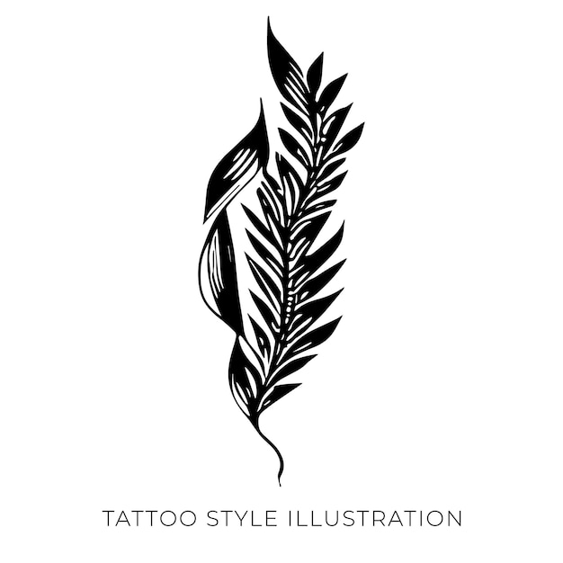 Uma ilustração de estilo de tatuagem de uma ilustração vetorial de planta