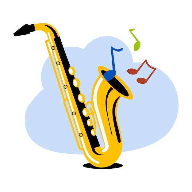 Uma ilustração de estilo plano retratando música de saxofone