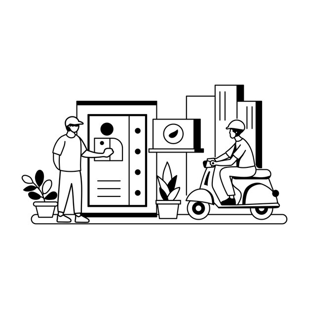 Uma ilustração de glifo da entrega de encomendas