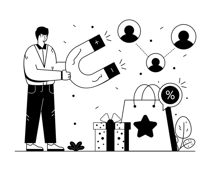Vetor uma ilustração de linha de glifo de retenção de cliente