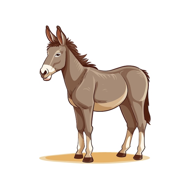 Uma ilustração de personagem de desenho animado de animal fofo burro