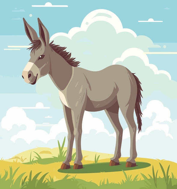 Uma ilustração de personagem de desenho animado de animal fofo burro