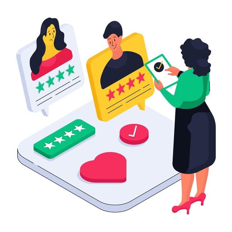 Vetor uma ilustração de projeto isométrico da classificação do cliente
