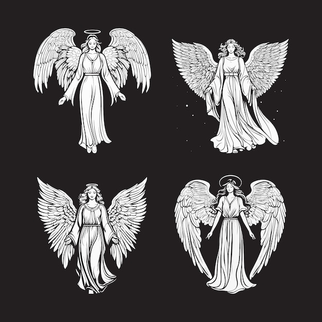 Vetor uma ilustração de um anjo com asas e as palavras anjo sobre ele