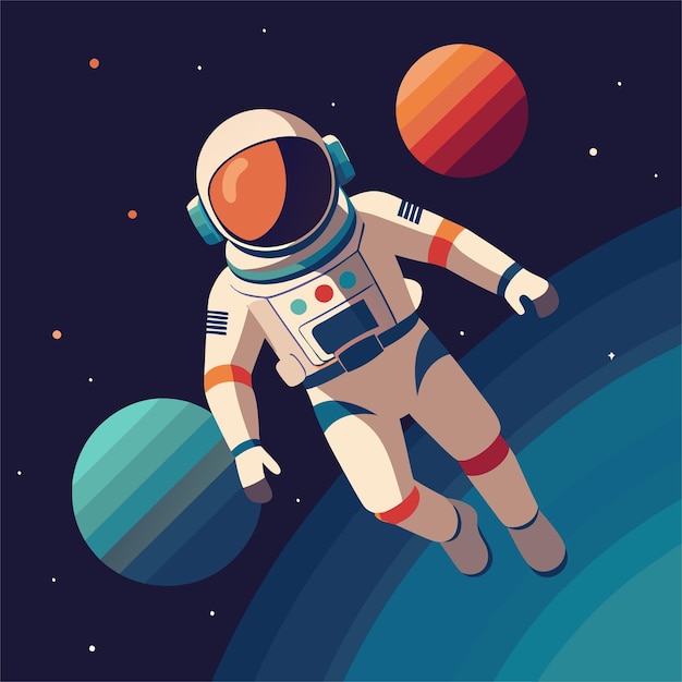 uma ilustração de um astronauta voando no espaço