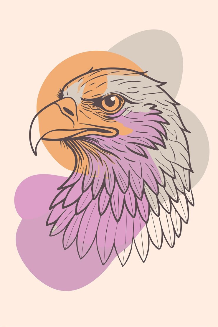 uma ilustração de uma águia com um fundo amarelo