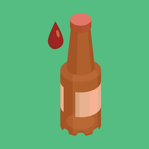 Uma ilustração de uma garrafa marrom de cerveja com uma gota de cerveja nele.