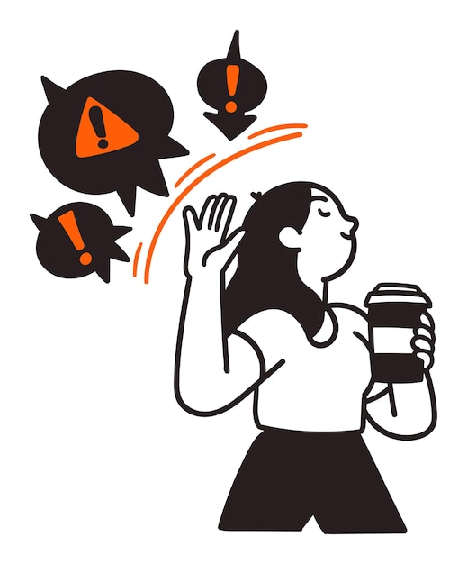 Vetor uma ilustração de uma mulher segurando uma xícara de café