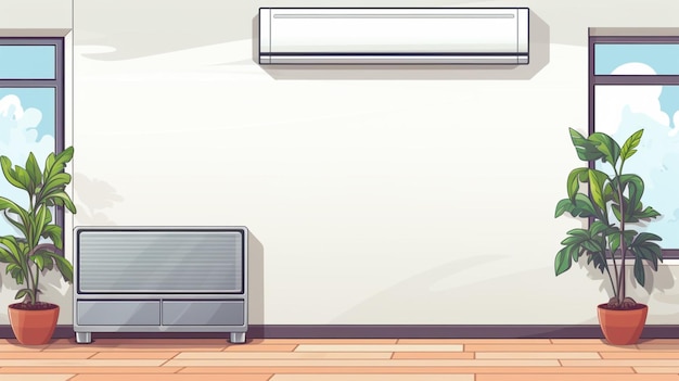 Vetor uma ilustração de uma sala vazia com um aquecedor na parede