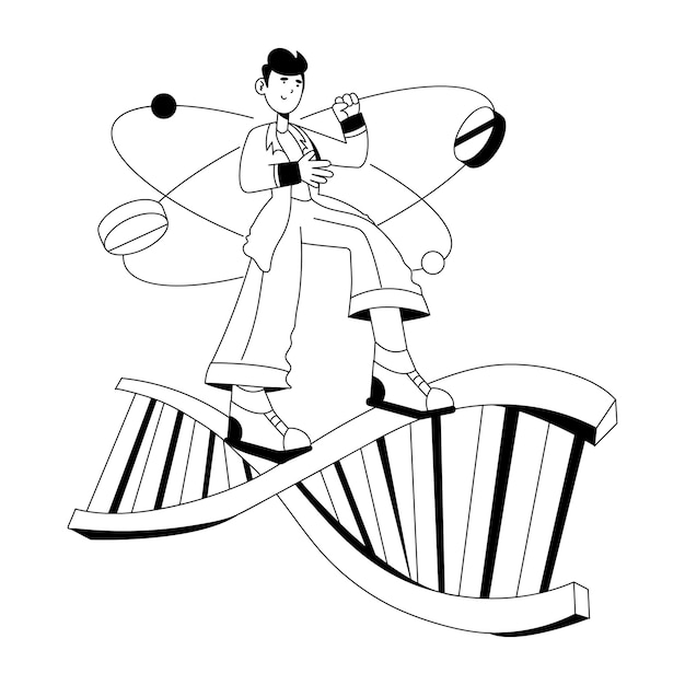 Uma ilustração desenhada à mão do geneticista