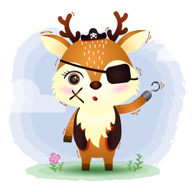 Uma ilustração do vetor cute pirates deer