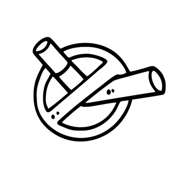 Vetor uma ilustração em preto e branco de um círculo com um cigarro nele