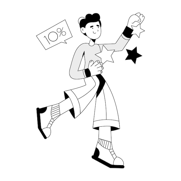 Uma ilustração esboçada de uma oferta de desconto
