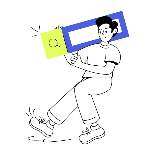Uma ilustração linear editável da pesquisa na web