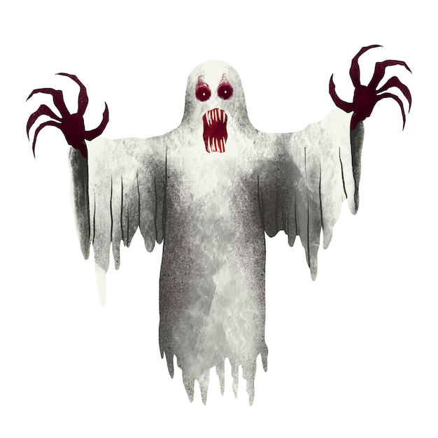 Vetor uma ilustração muito assustadora de um fantasma no halloween assustador