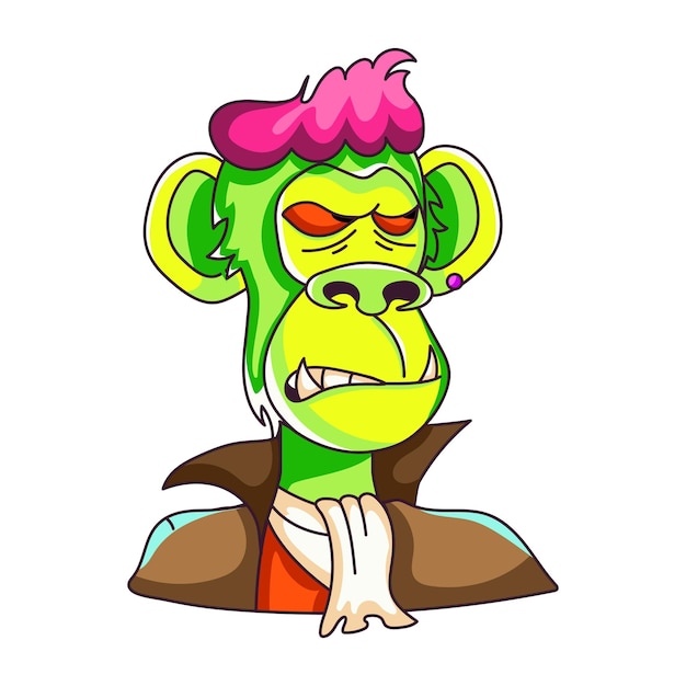 Uma ilustração plana de cara de macaco