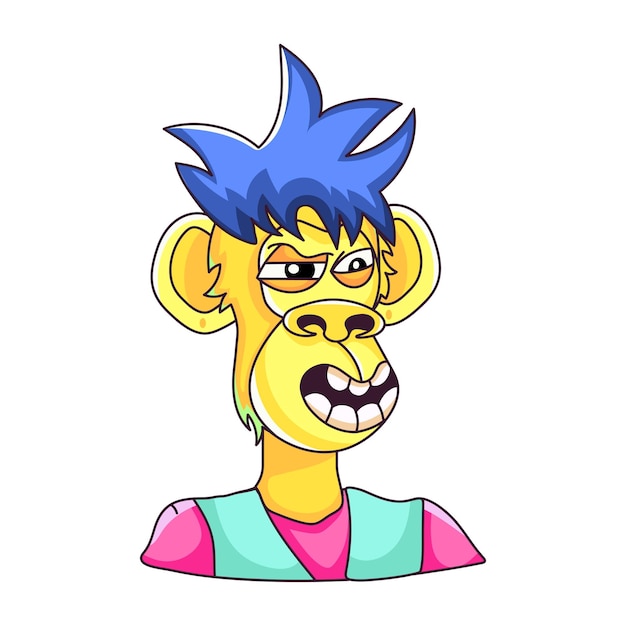 Uma ilustração plana de cara de macaco
