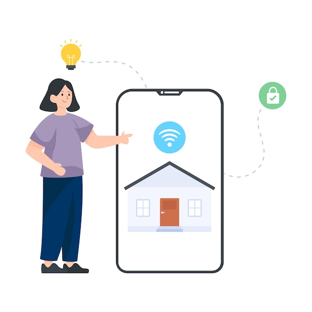 Uma ilustração plana de casa inteligente