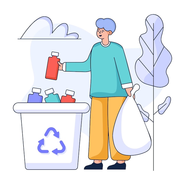 Uma ilustração plana de reciclagem