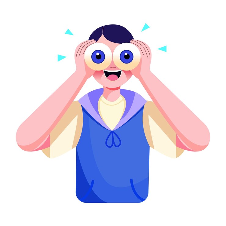 Vetor uma ilustração plana de um personagem tolo a ver com os olhos a explodir