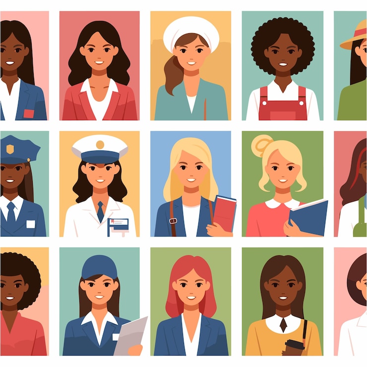 Vetor uma ilustração plana de uma mulher com seu trabalho para as vibrações do dia das mulheres