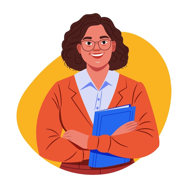 Uma ilustração plana de uma professora