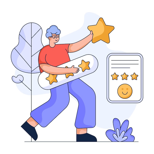 Uma ilustração plana na moda de nos avaliar