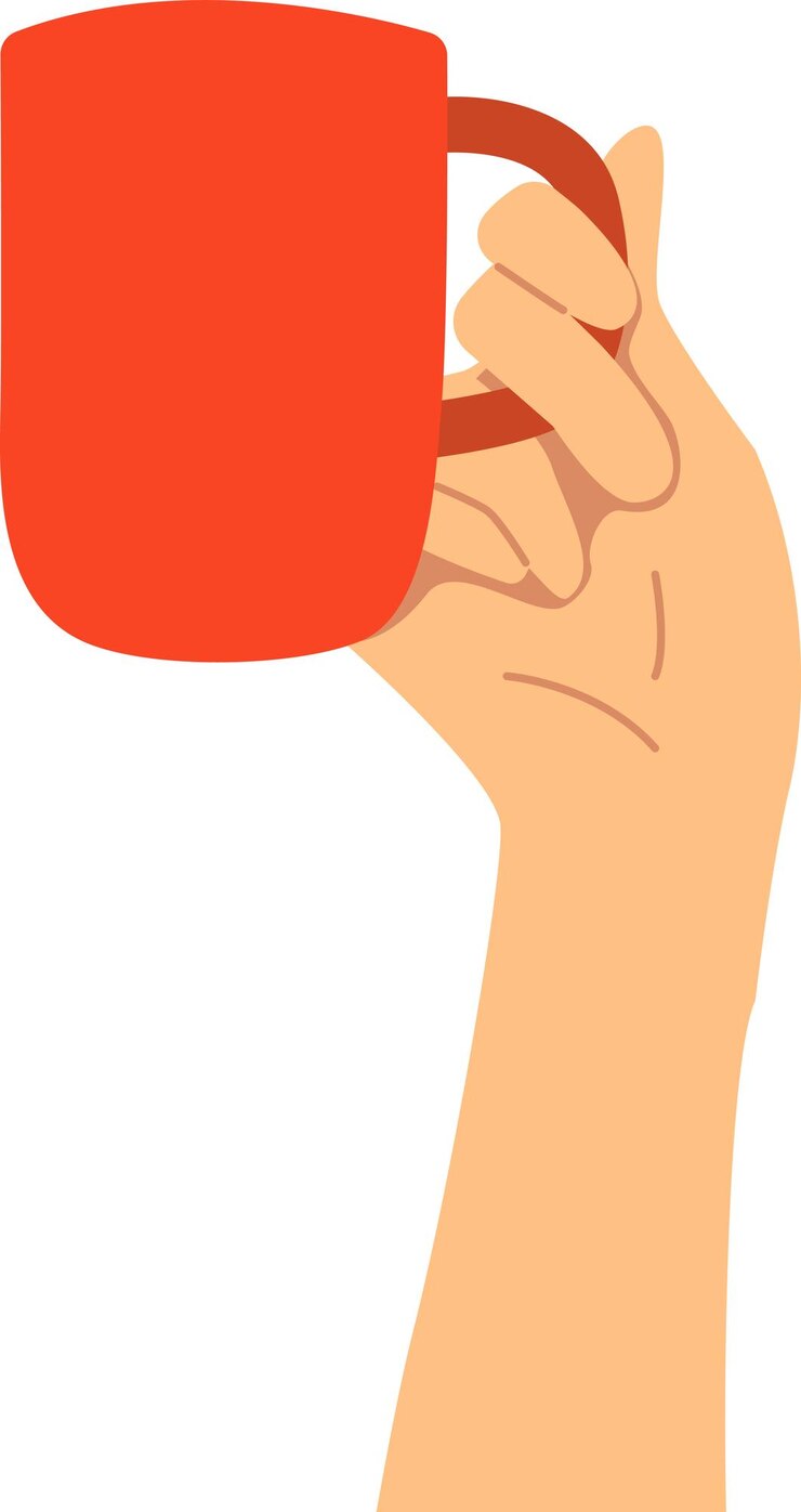 Vetor uma ilustração vetorial de copo vermelho com uma mão com fundo transparente