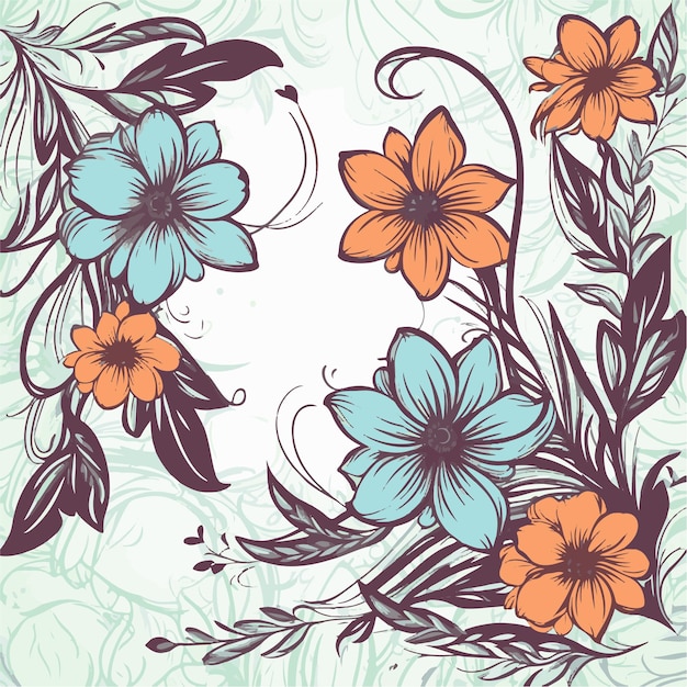 Vetor uma ilustração vetorial de flores em um fundo floral.