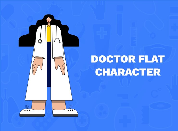 uma ilustração vetorial de personagem de médico plano