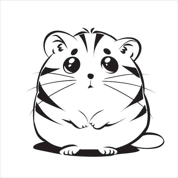 Vetor uma ilustração vetorial de um hamster preto e branco sentado