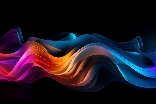 Uma imagem 3d abstrata de ondas digitais em tons de azul rosa e ilustração de ondas roxas