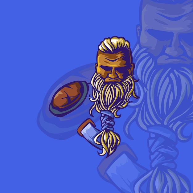 Vetor uma imagem de desenho animado de um homem com barba e barba para design de logotipo e camiseta