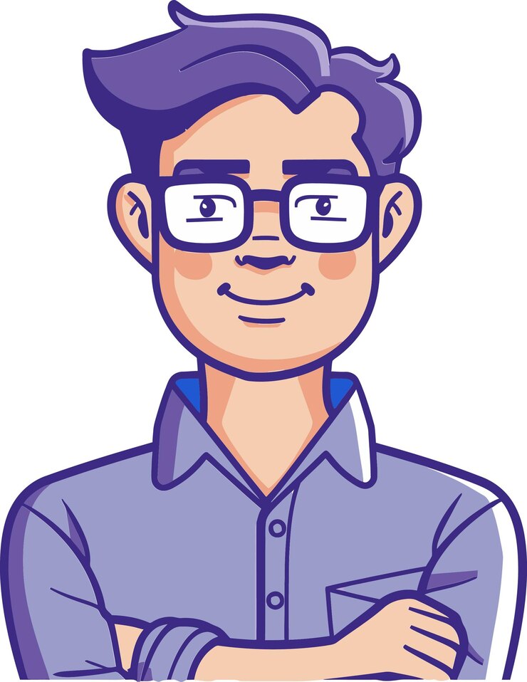 Vetor uma imagem de desenho animado de um homem com óculos e uma camisa que diz im a