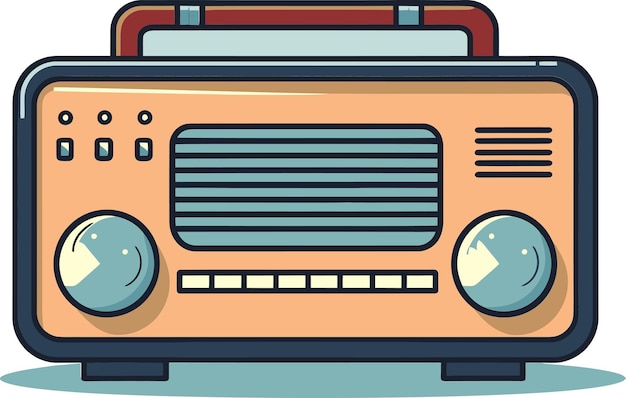 uma imagem de desenho animado de um rádio antigo com o número 3 nele