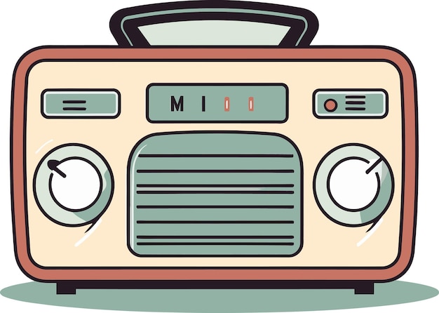 uma imagem de desenho animado de um rádio com a palavra vel sobre ele