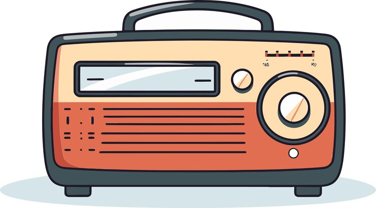 Vetor uma imagem de desenho animado de um rádio com o número 3 nele