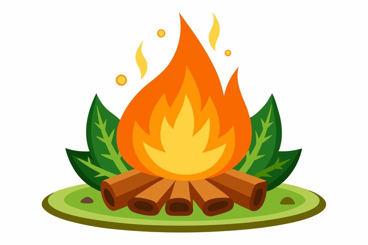 Vetor uma imagem de um incêndio com uma folha verde nele