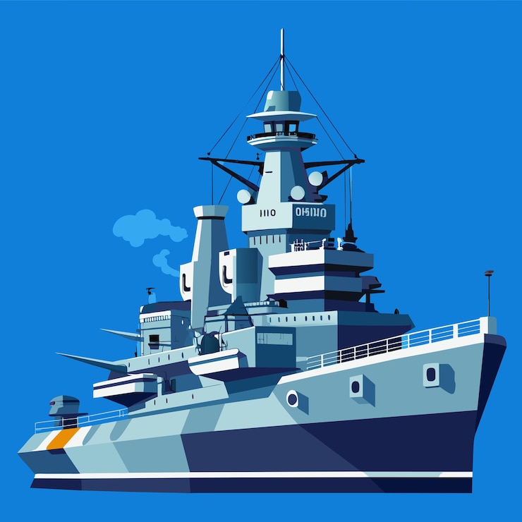 Vetor uma imagem de um navio que tem uma faixa azul e amarela