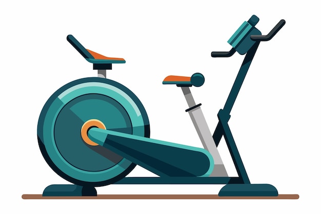 Vetor uma imagem de uma bicicleta de exercício com um assento azul e as palavras exercício na frente
