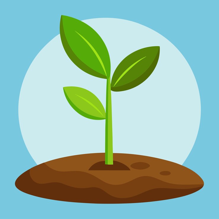 Vetor uma imagem de uma planta e uma bolha com uma folha verde