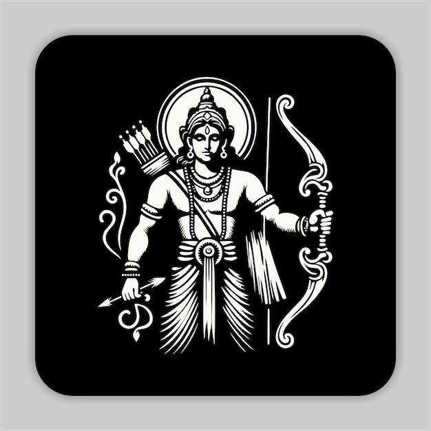 Vetor uma imagem em preto e branco de um deus segurando uma lança