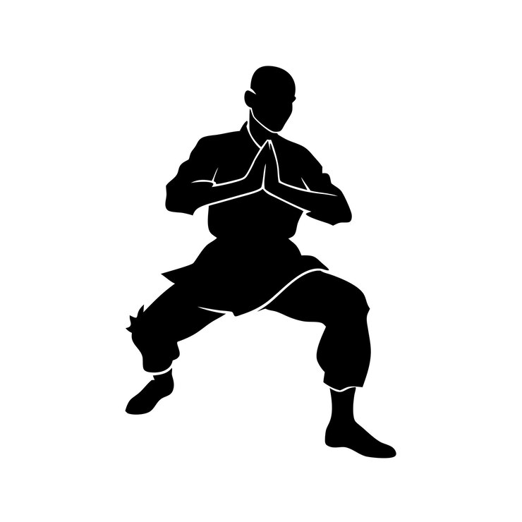 Vetor uma imagem em preto e branco de um homem praticando artes marciais