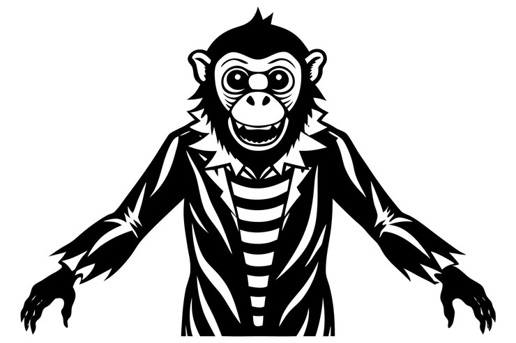Vetor uma imagem em preto e branco de um macaco vestindo um terno